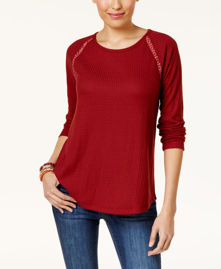Style & Co Crochet Trim Thermal Tunic