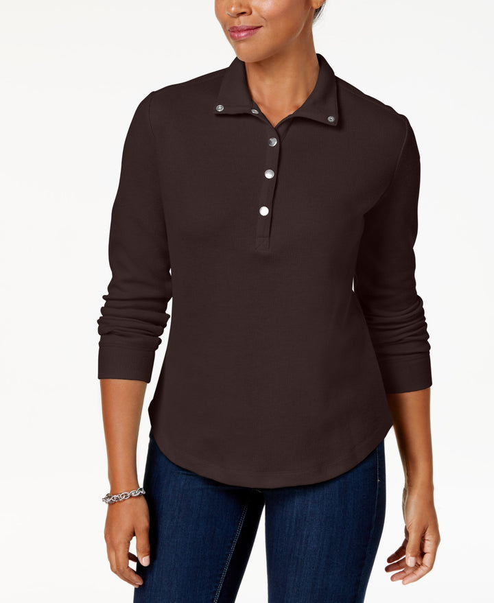 Karen Scott Snap Front Polo Shirt