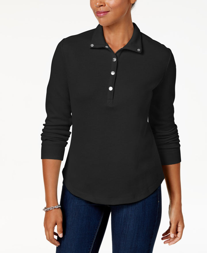 Karen Scott Snap Front Polo Shirt