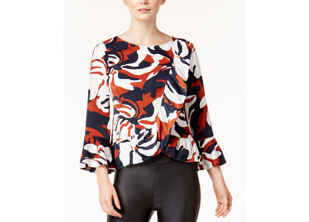 Bar III Printed Ruffled Top