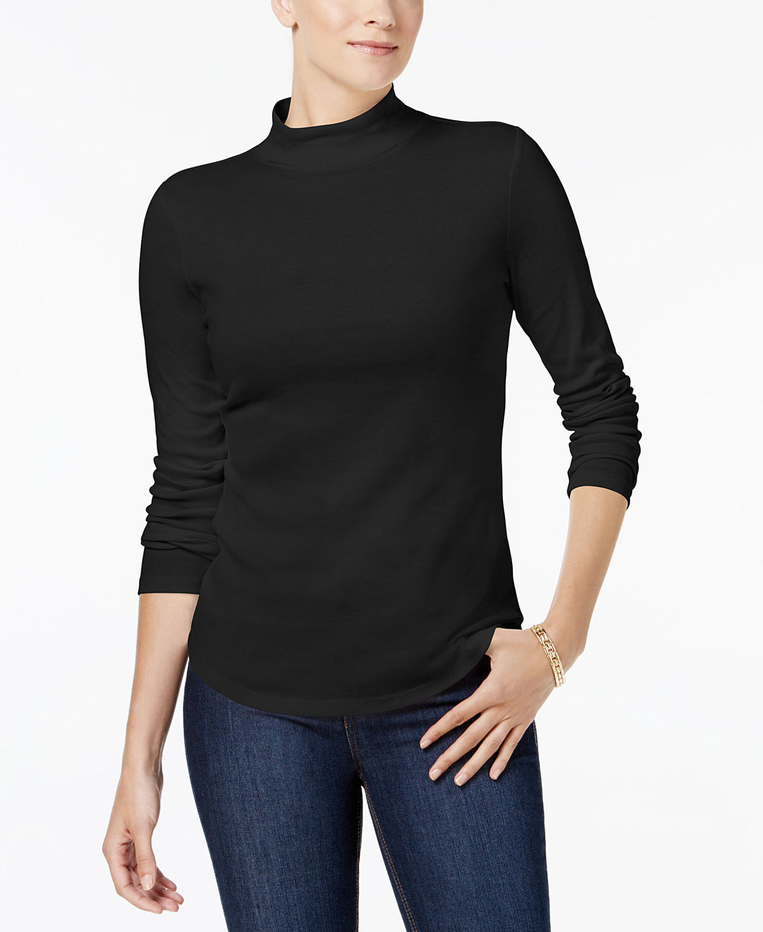 Cotton Mock-Neck Top