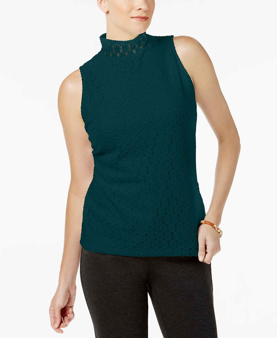 Charter Club Lace Mock Neck Top
