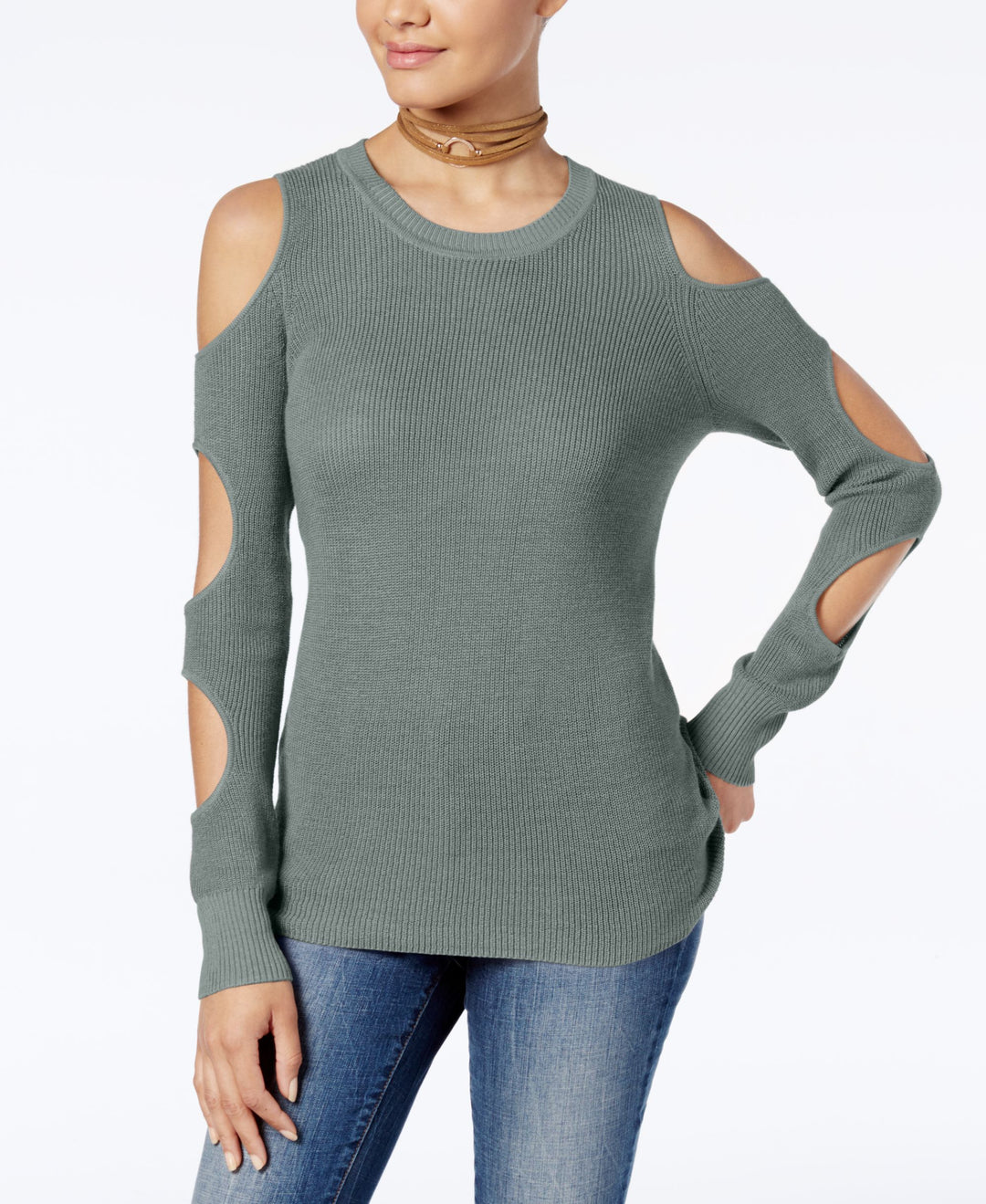 Hippie Rose Juniors Cutout Sleeve Sweater