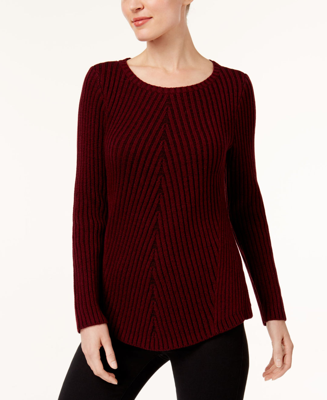 Style & Co Multi Directional Ribbed Sweater