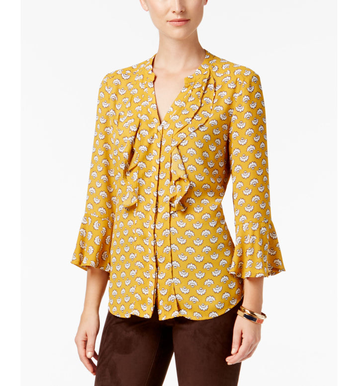 Charter Club Fan Print Ruffled Blouse