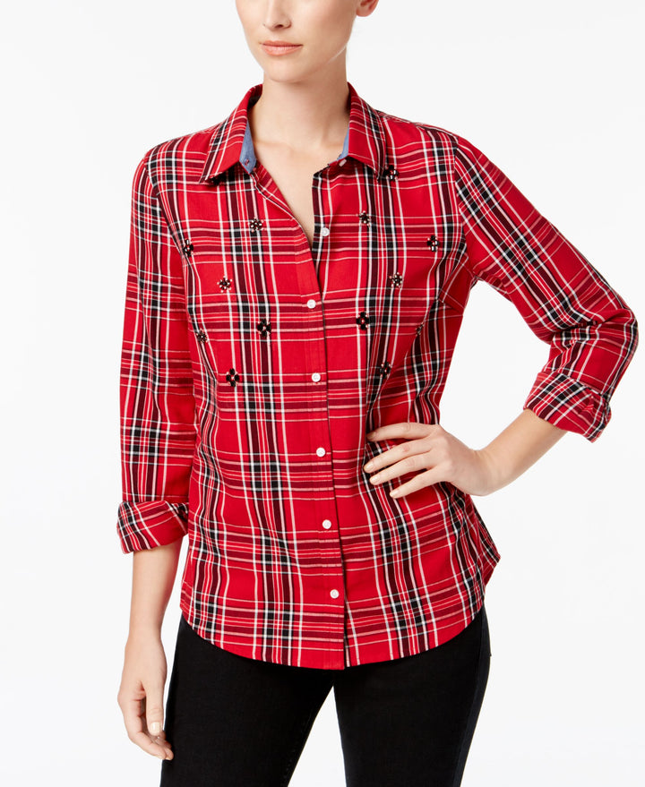 Charter Club Petite Cotton Plaid Shirt