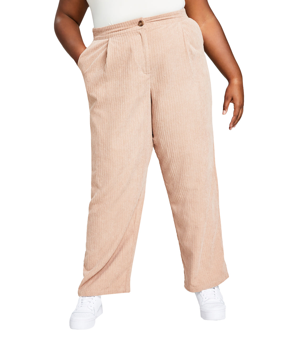 Trendy Plus Size Pleated-Waist Corduroy Pants