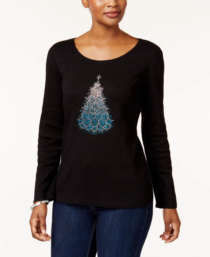 Karen Scott Cotton Studded Tree T-Shirt