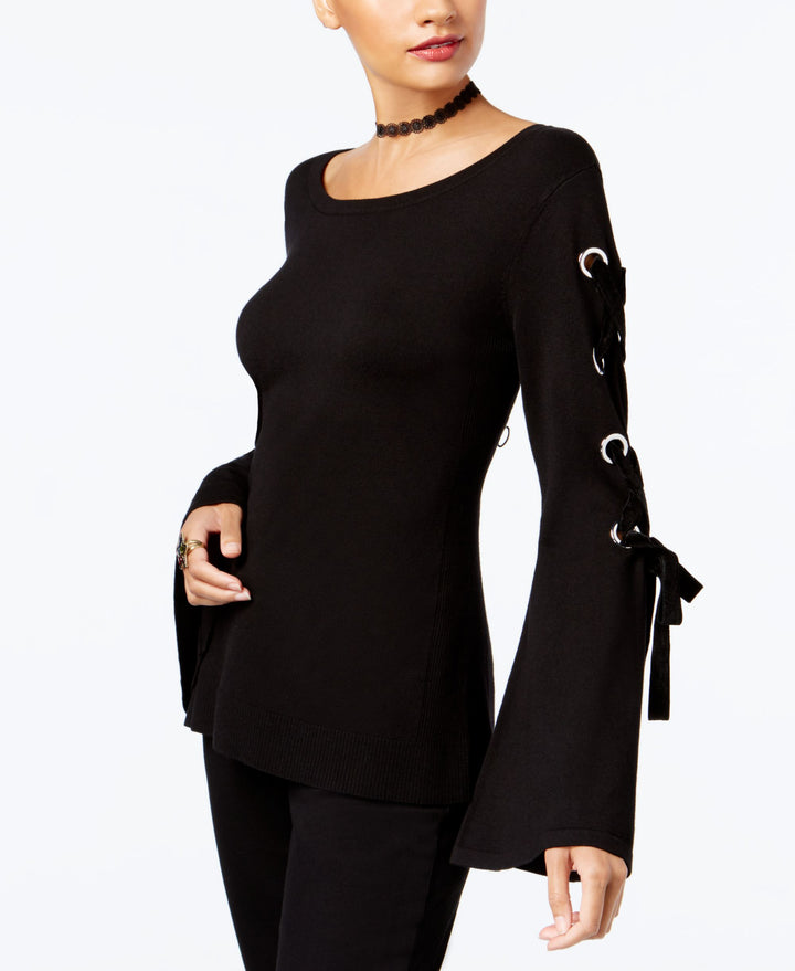 INC International Concepts Velvet Lace Up Sweater