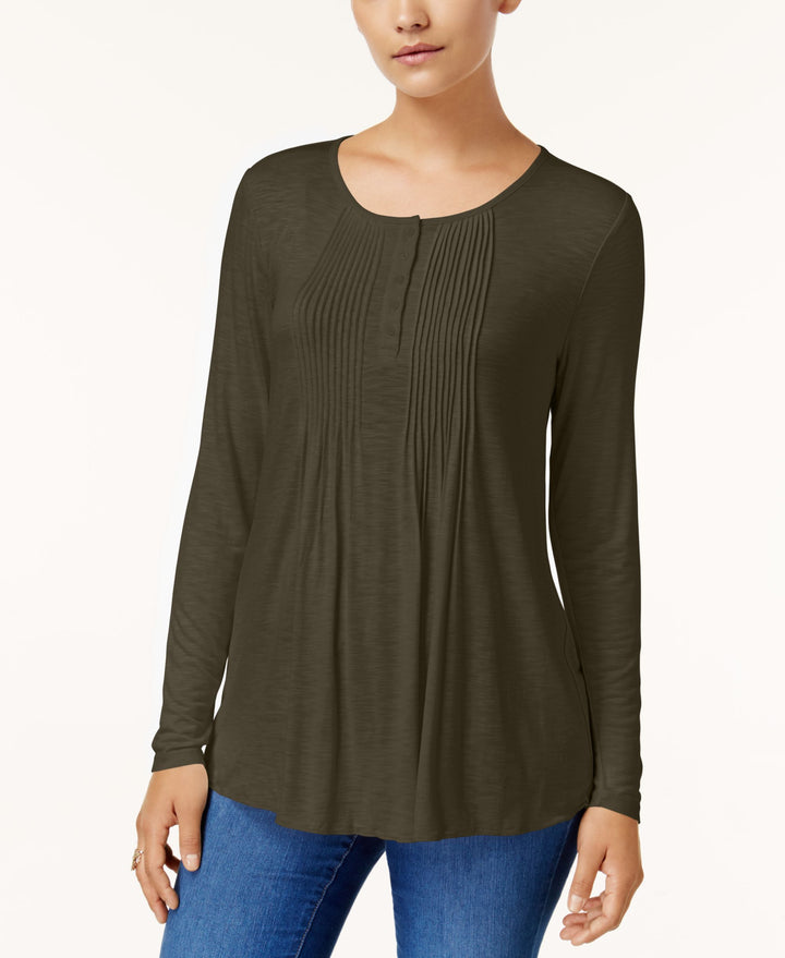 Style & Co Petite Pintucked Top