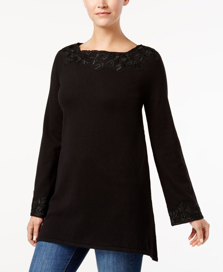 Style & Co Petite Lace Trim Sweater Tunic