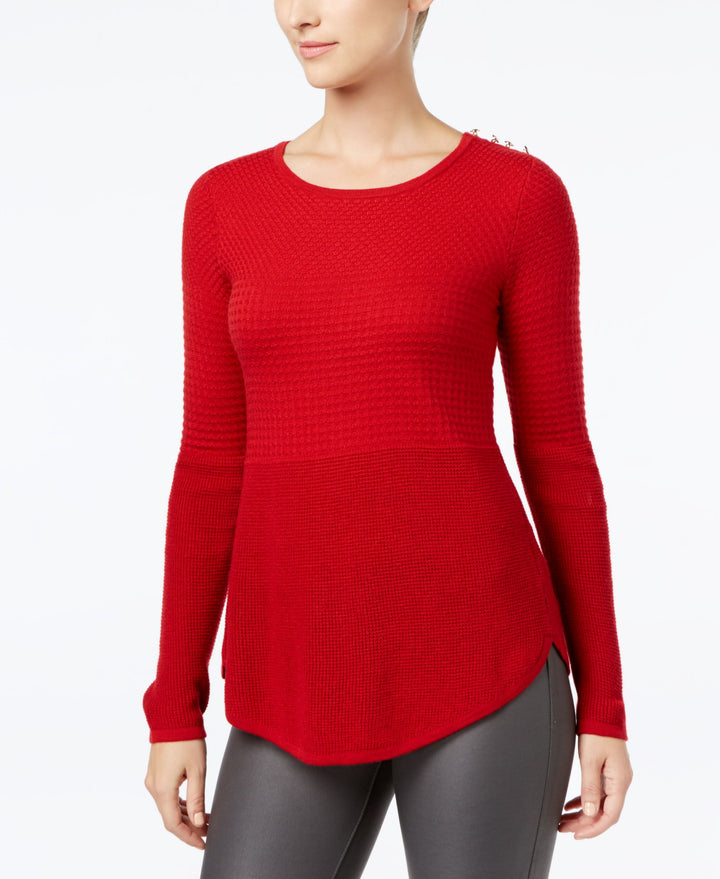 Charter Club Mixed Stitch Button Shoulder Sweater