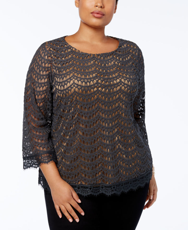 Charter Club Plus Size Lace Top