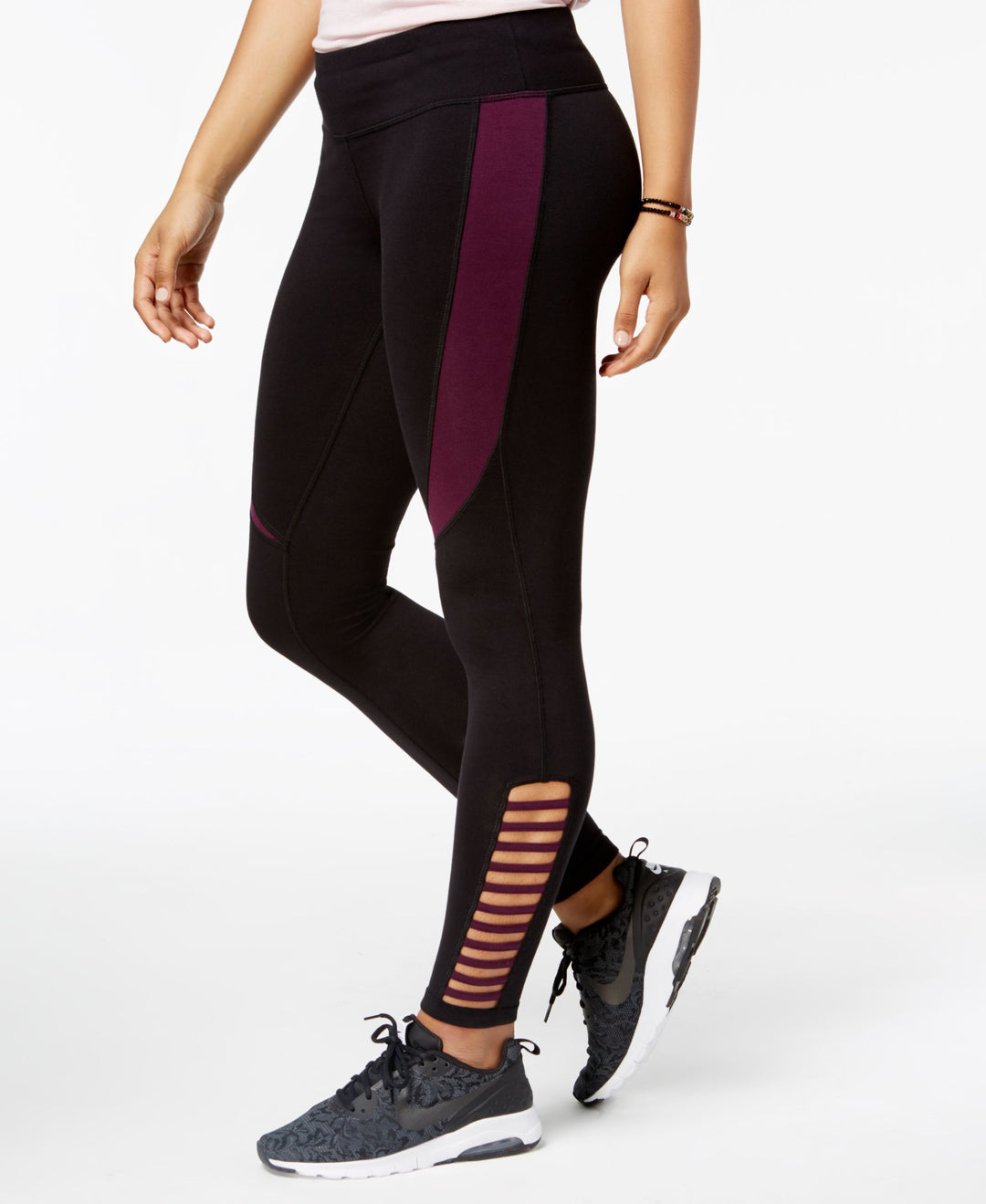 Material Girl Active Juniors Stripe Caged Yoga Leggings