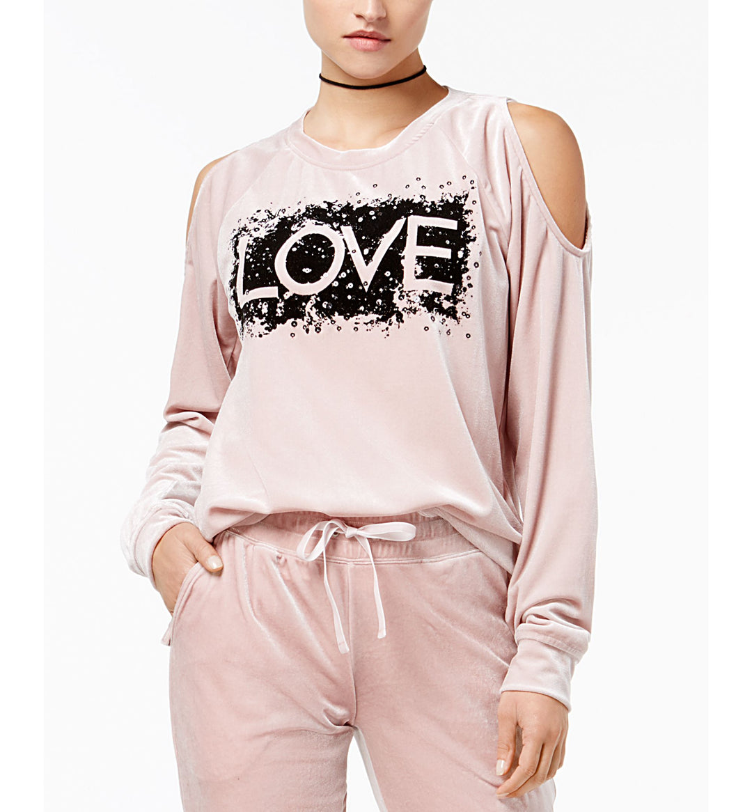 Material Girl Active Juniors Love Velour Cold Shoulder Top