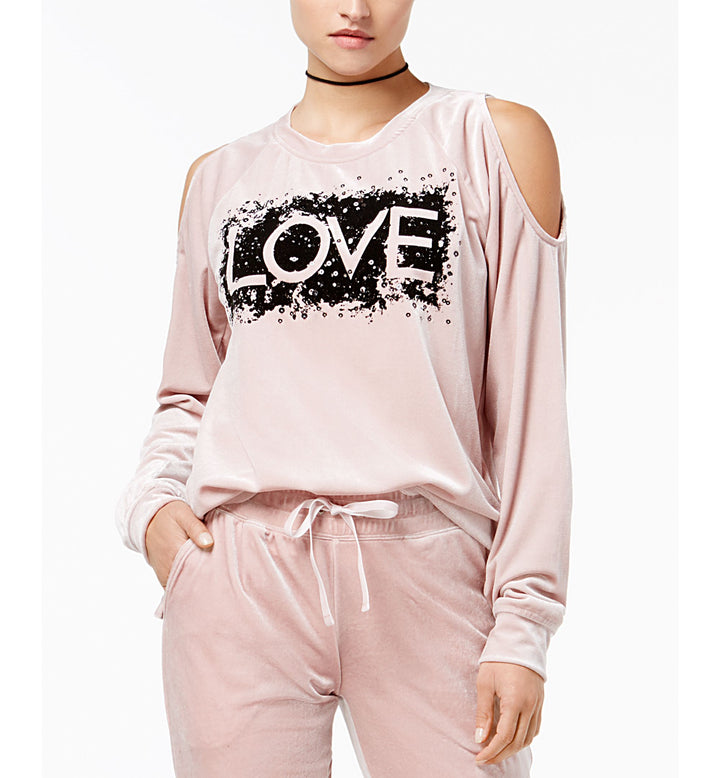 Material Girl Active Juniors Love Velour Cold Shoulder Top