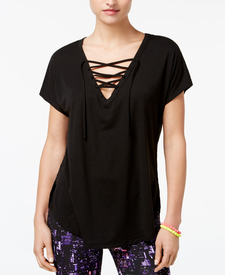 Material Girl Active Juniors Lace Up Printed T-Shirt