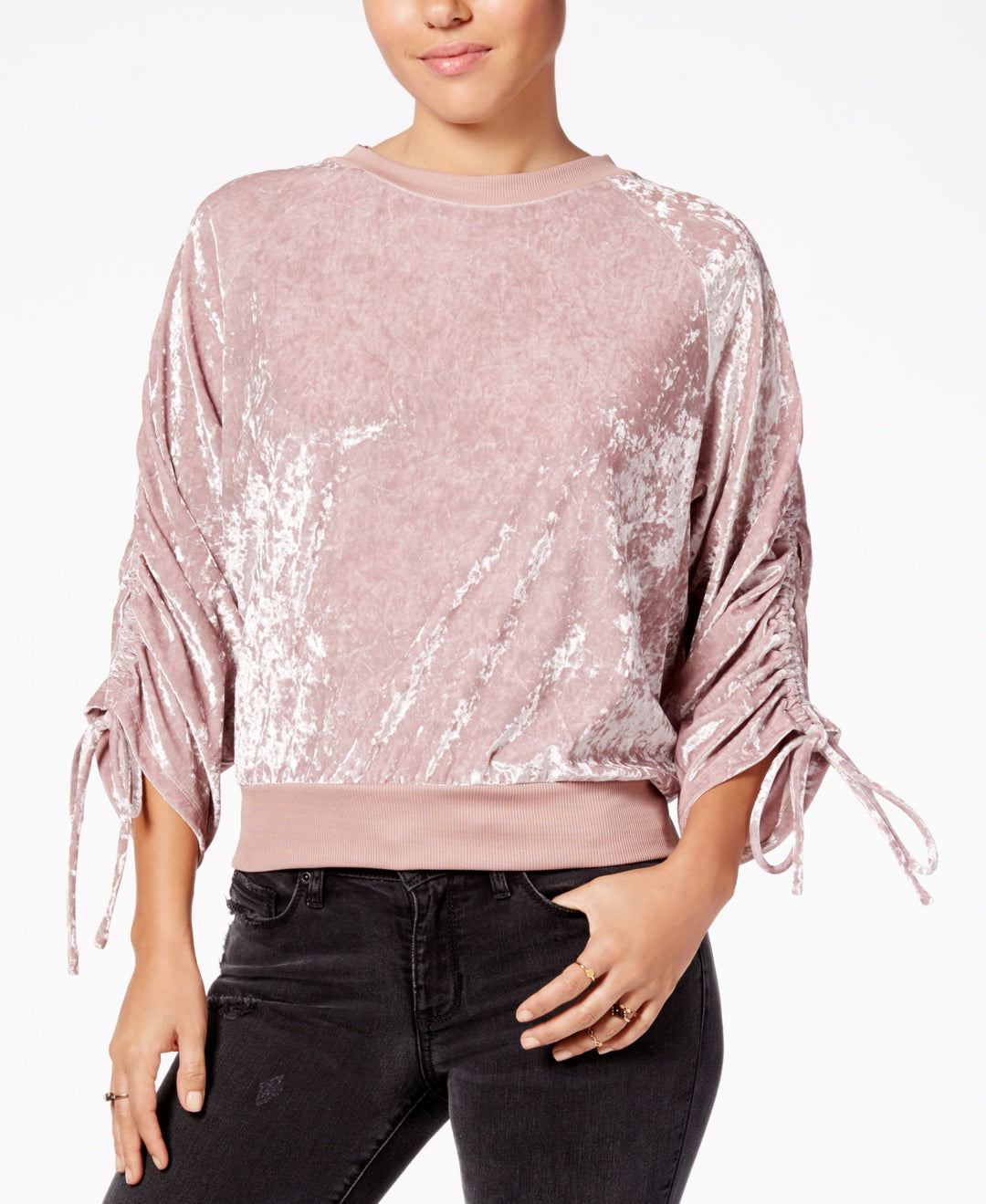 Juniors' Crushed Velvet Sweatshirt