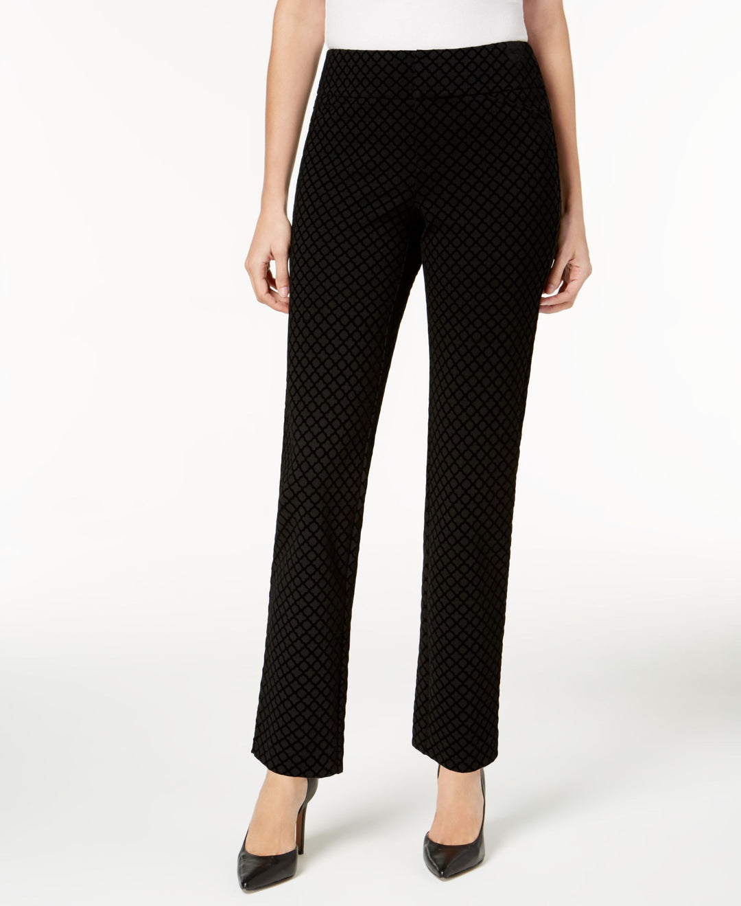 Charter Club Flocked Pattern Ponte Slim Leg Pants