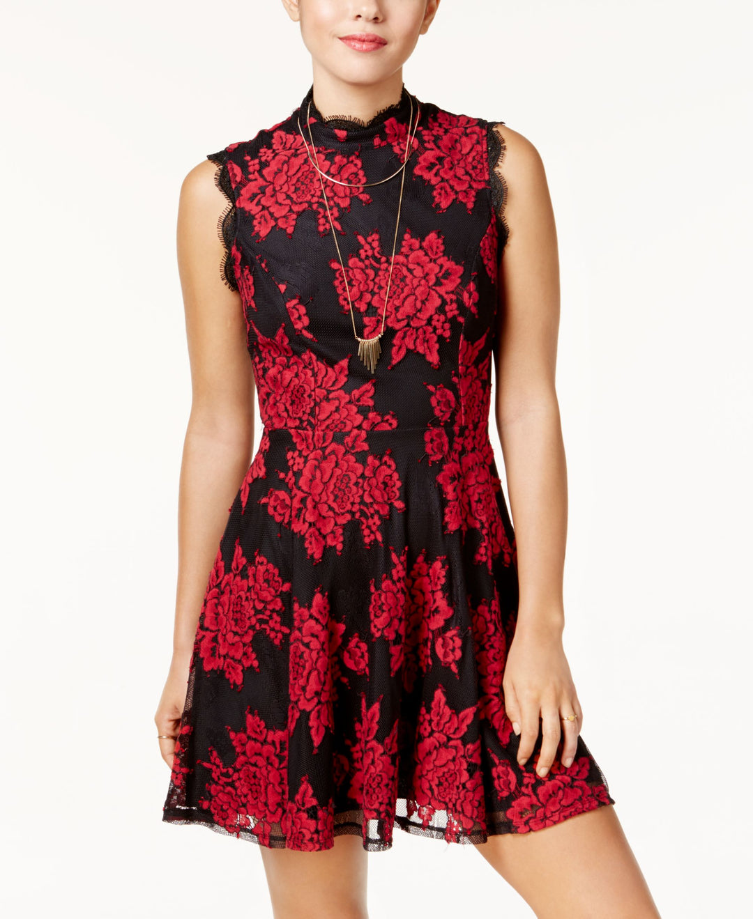 Juniors' Lace Fit & Flare Dress