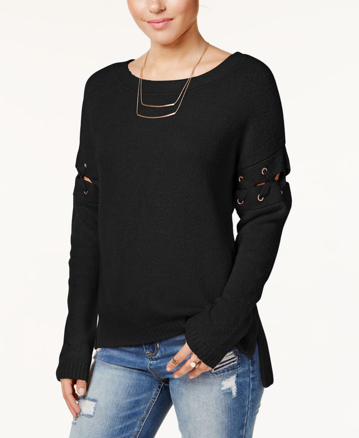 Crave Fame Juniors Lace Up High Low Sweater By Almost Famous