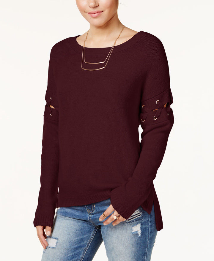 Crave Fame Juniors Lace Up High Low Sweater By Almost Famous
