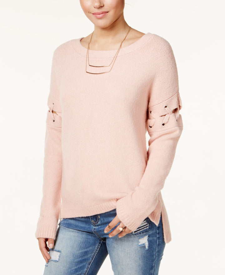 Crave Fame Juniors Lace Up High Low Sweater By Almost Famous