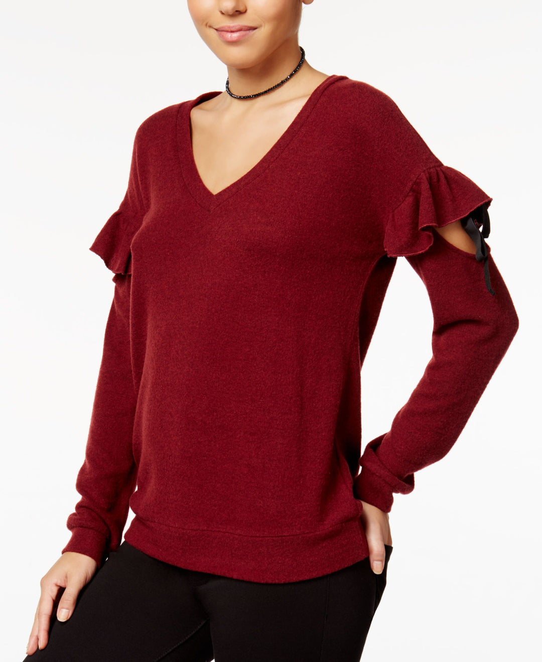 Juniors' Ruffled Cozy Sweater