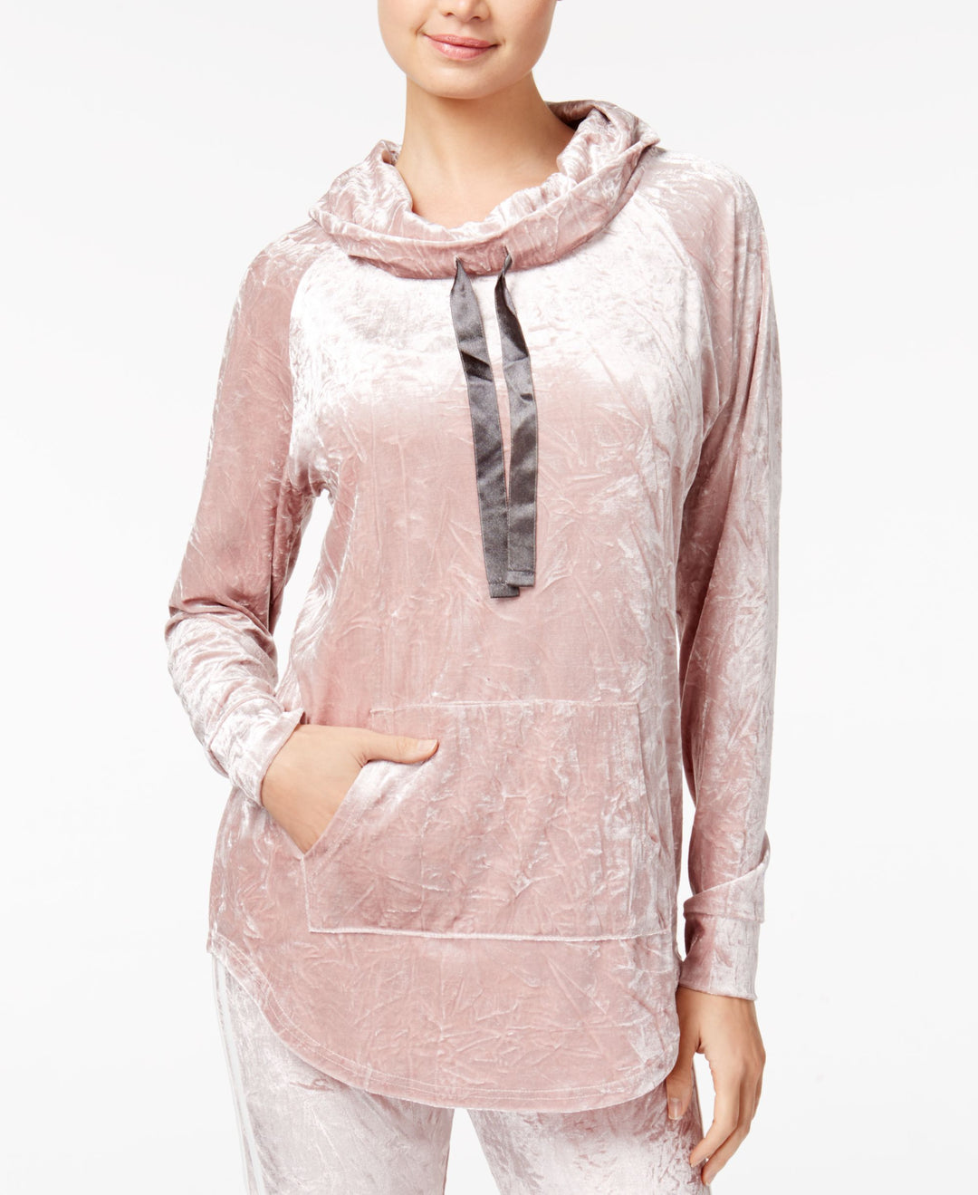 Ultra Flirt Juniors Crushed Velvet Funnel Neck Tunic Top