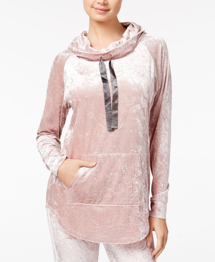 Ultra Flirt Juniors Crushed Velvet Funnel Neck Tunic Top