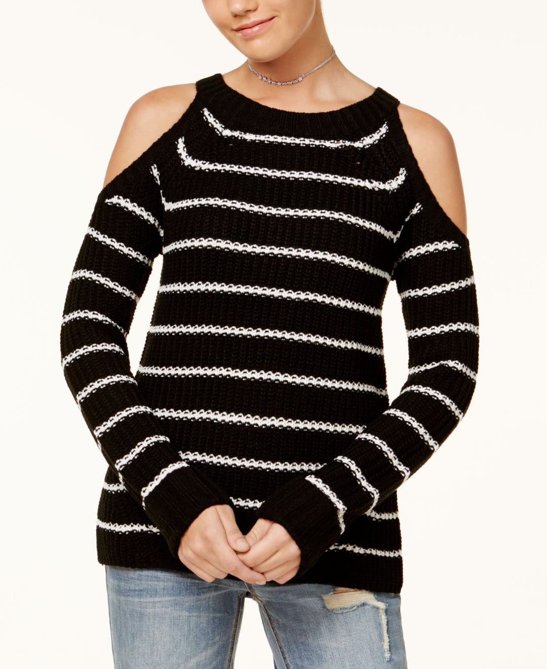 Juniors' Cold-Shoulder Sweater
