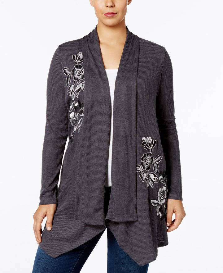 INC International Concepts Plus Size Embroidered Open Cardigan