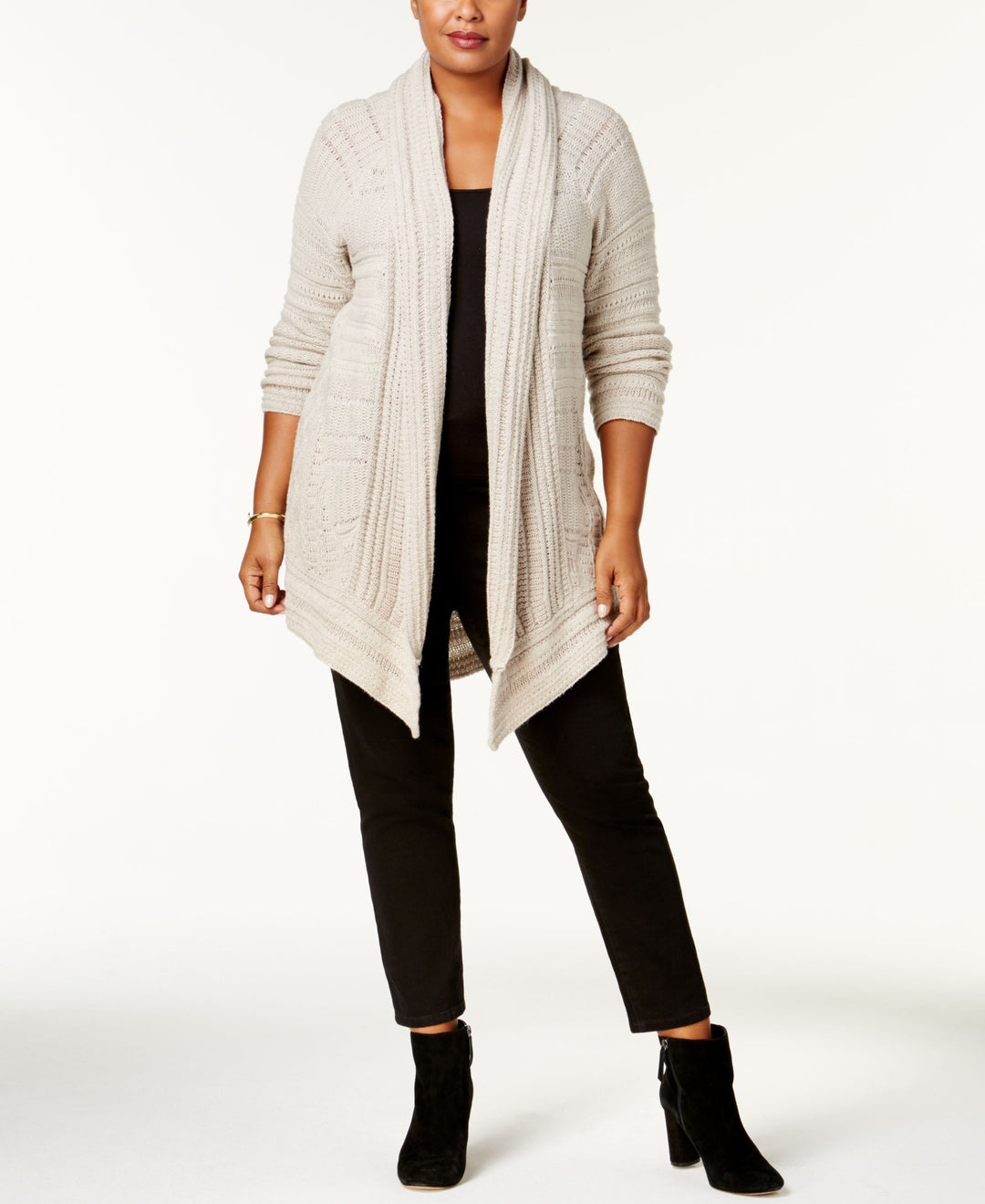 Style & Co Plus Size Pointelle Open Front Cardigan