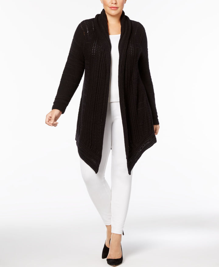 Style & Co Plus Size Pointelle Open Front Cardigan