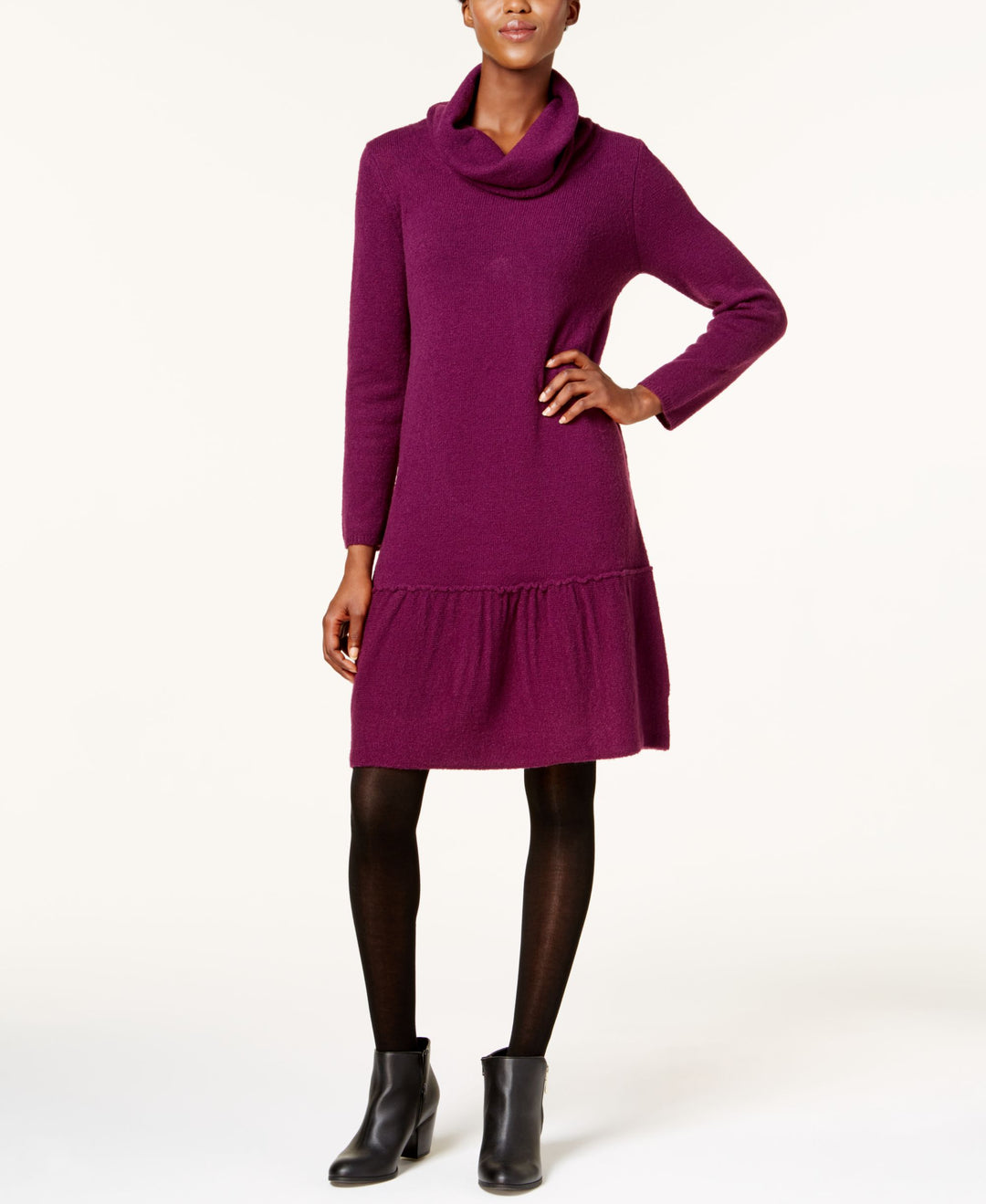 purple cowl neck sweater dress Cowl Neck Sweater Dress S, Jessica Howard Purple Knee Length Casual Dress