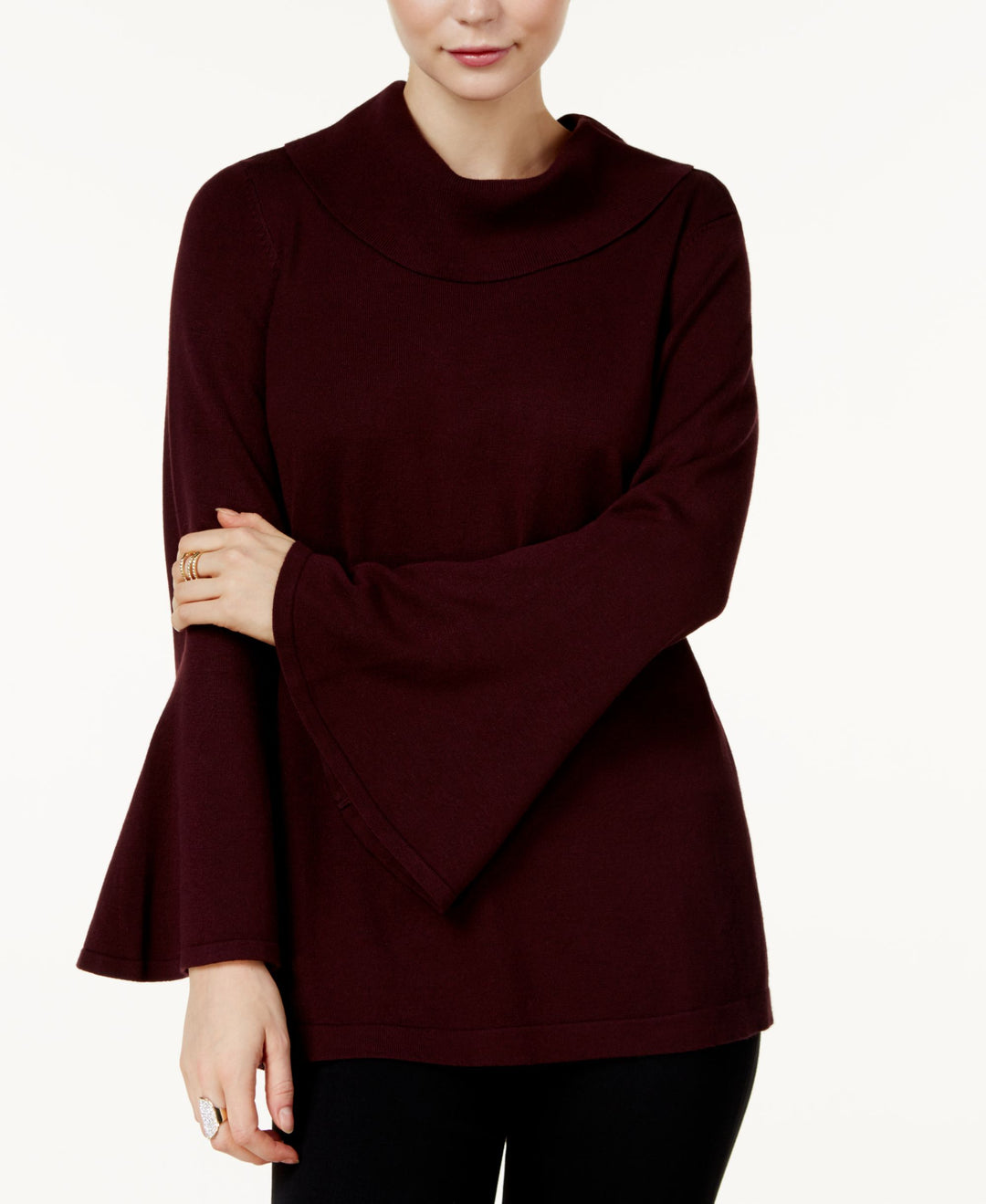 Cowl-Neck Bell-Sleeve Sweater