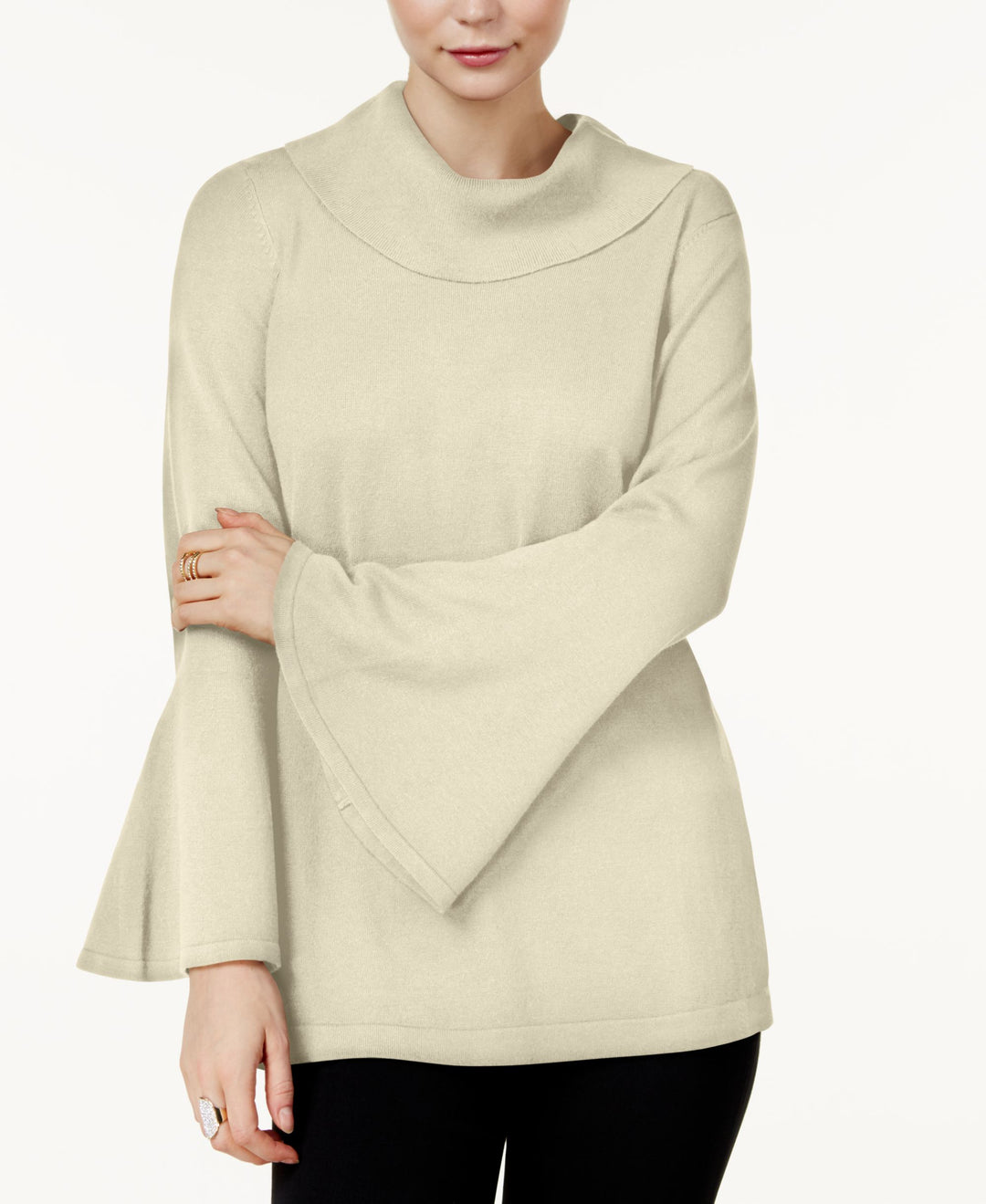 Cowl-Neck Bell-Sleeve Sweater