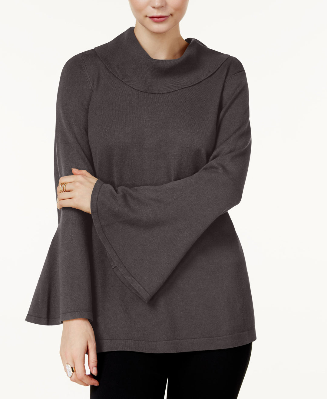 Cowl-Neck Bell-Sleeve Sweater