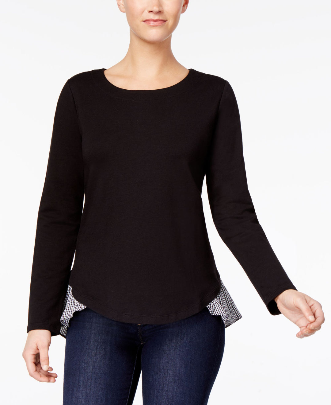 Style & Co Layered Woven Hem Top