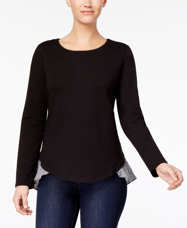 Style & Co Layered Woven Hem Top