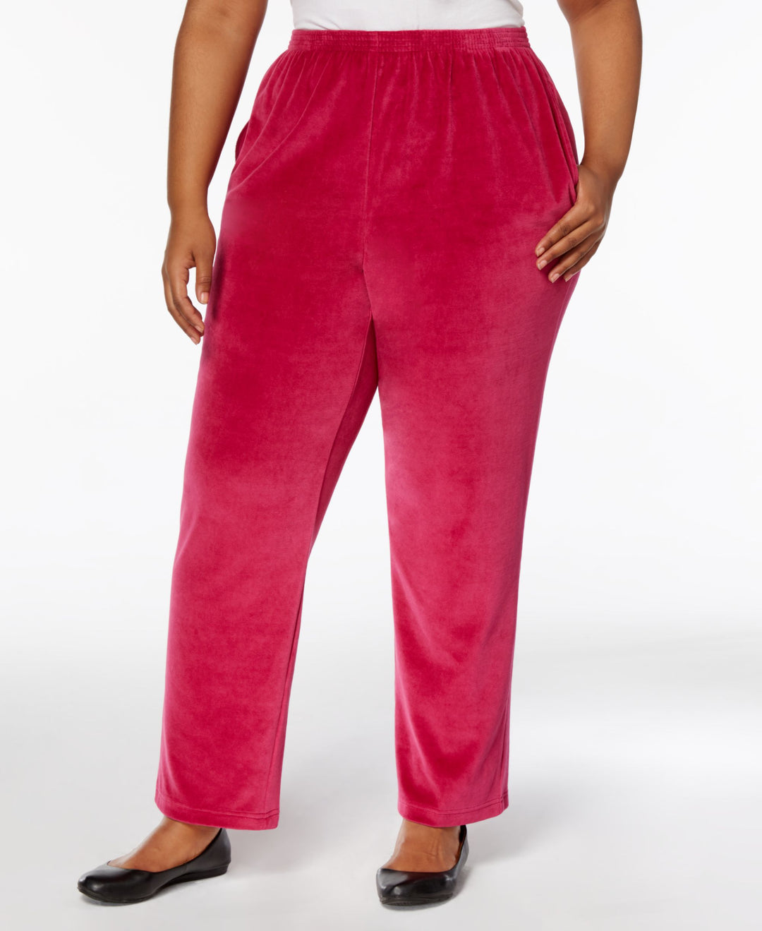 Alfred Dunner Plus Size Velour Pull On Pants