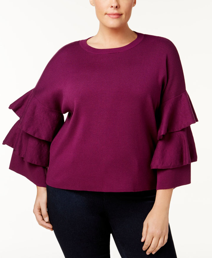 NY Collection Petite Plus Size Ruffled Bell Sleeve Sweater