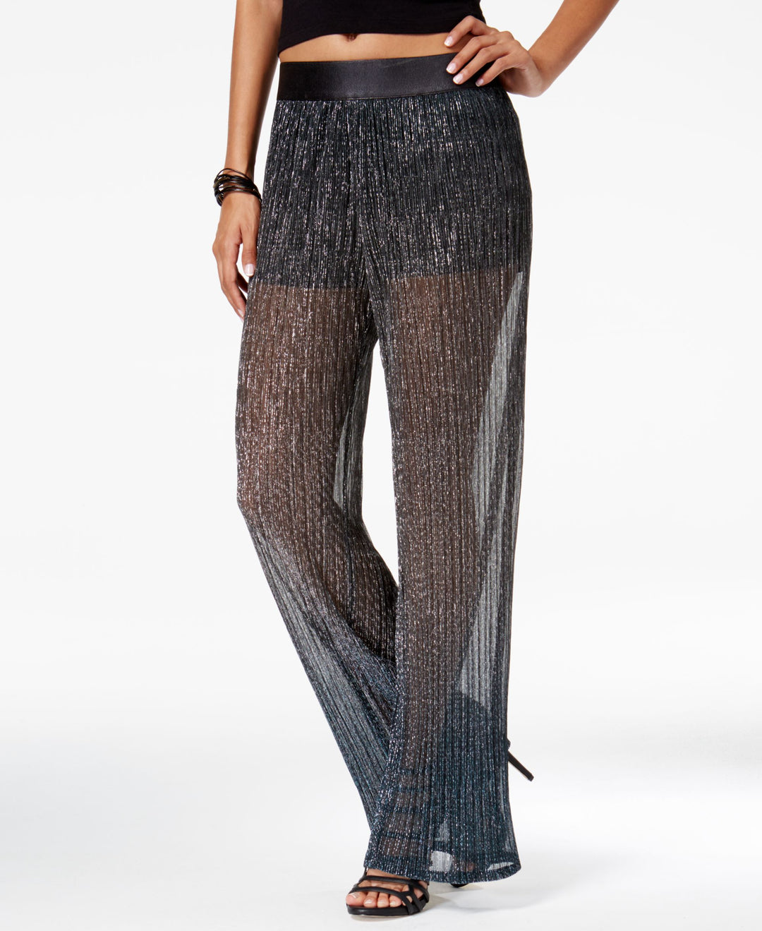Be Bop Juniors Metallic Semi Sheer Pants