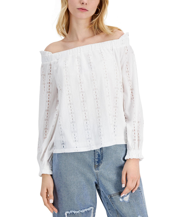 INC International Concepts Off The Shoulder Eyelet Top