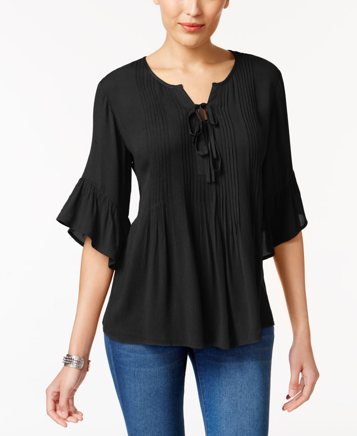 Style & Co Petite Pintucked Peasant Top