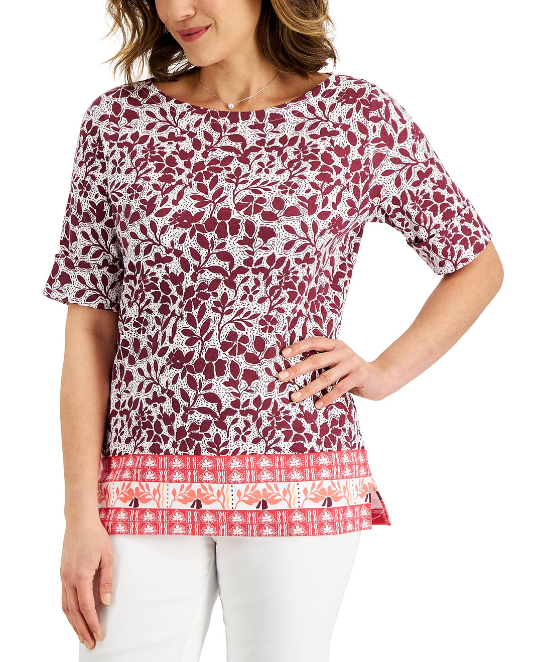 Karen Scott Womens Oahu Dreams Printed Top