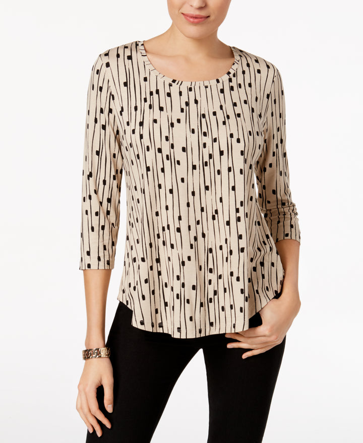 Petite 3/4-Sleeve Printed Top