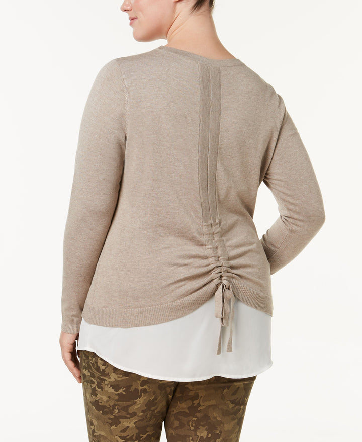 Plus Size Ruched Back Layered Sweater