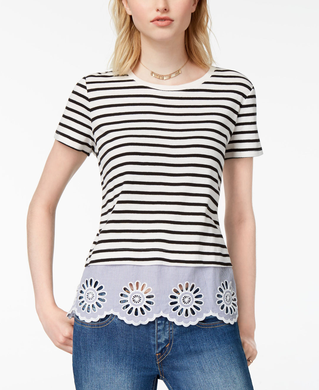 Maison Jules Cotton Lace Up Top