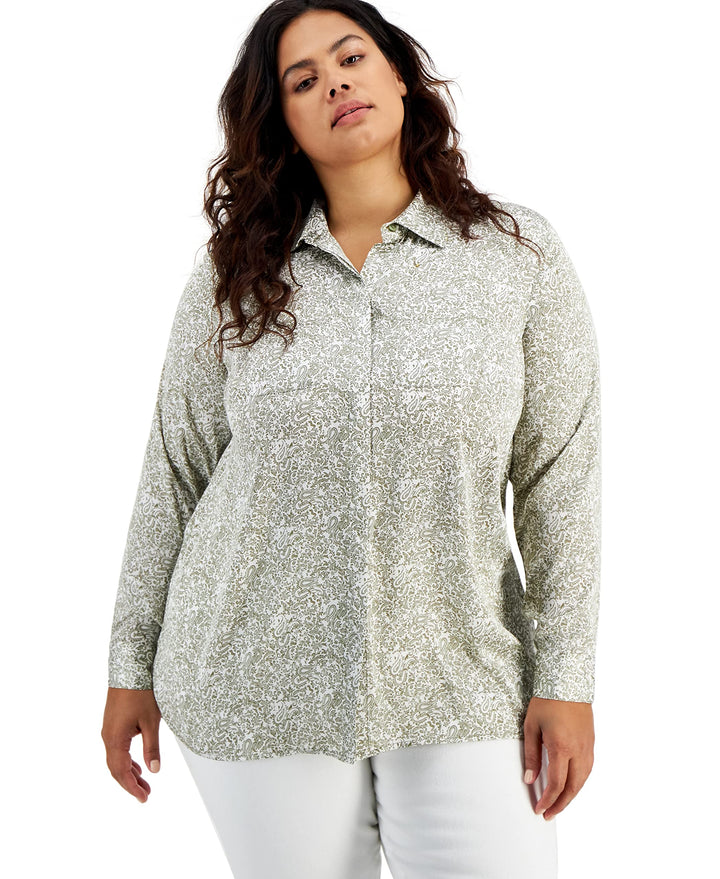 INC International Concepts Plus Size Paisley Print Shirt